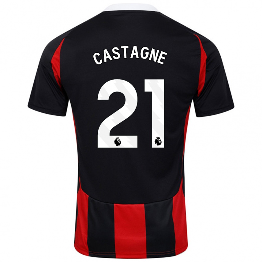 Niño Camiseta Timothy Castagne #21 Negro Rojo 2ª Equipación 2024/25 La Camisa