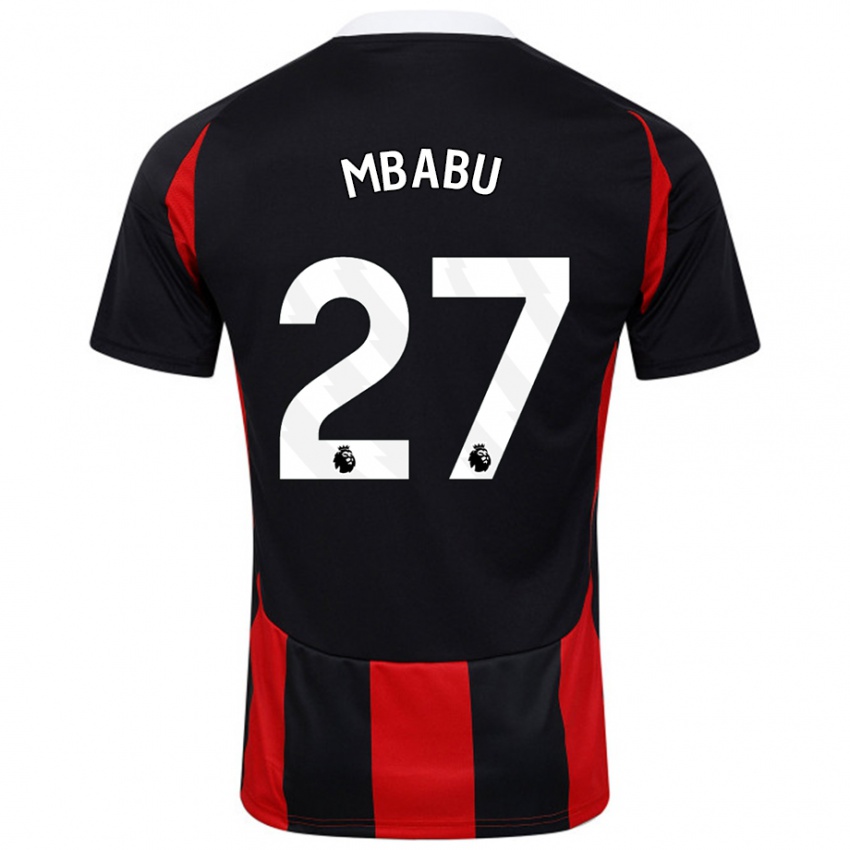 Niño Camiseta Kevin Mbabu #27 Negro Rojo 2ª Equipación 2024/25 La Camisa