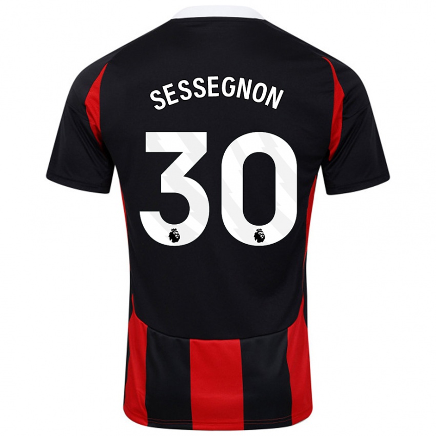 Niño Camiseta Ryan Sessegnon #30 Negro Rojo 2ª Equipación 2024/25 La Camisa