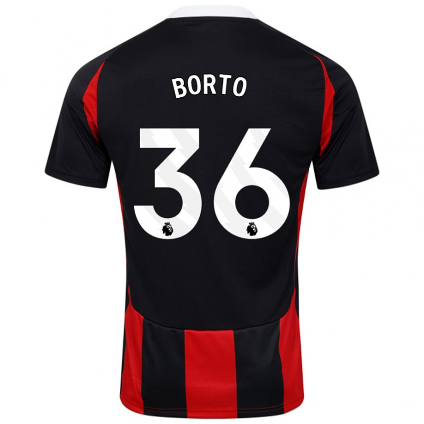 Niño Camiseta Alex Borto #36 Negro Rojo 2ª Equipación 2024/25 La Camisa