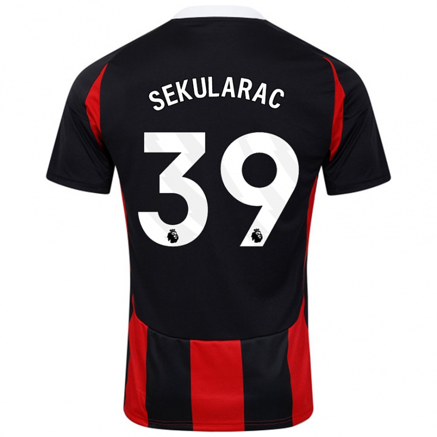 Niño Camiseta Kristian Sekularac #39 Negro Rojo 2ª Equipación 2024/25 La Camisa