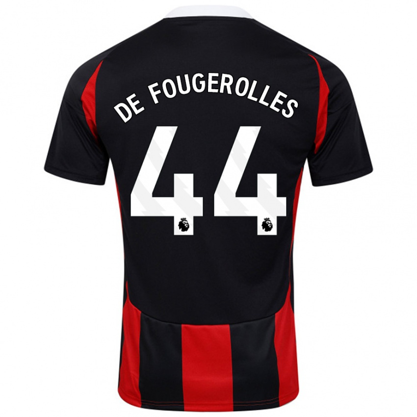 Niño Camiseta Luc De Fougerolles #44 Negro Rojo 2ª Equipación 2024/25 La Camisa