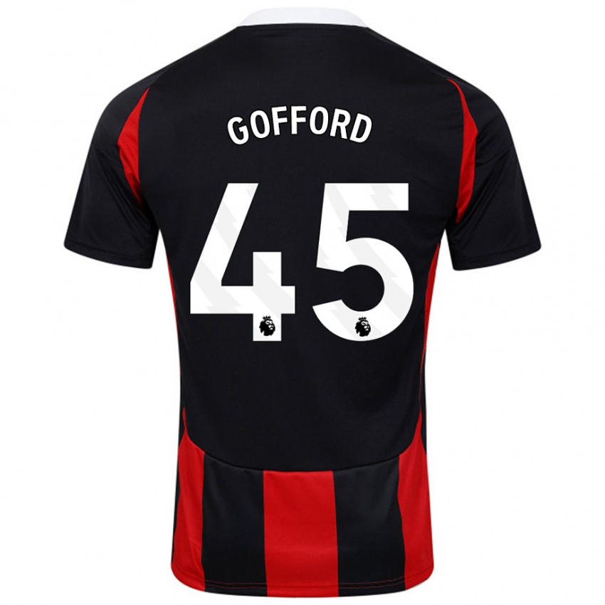 Niño Camiseta Oliver Gofford #45 Negro Rojo 2ª Equipación 2024/25 La Camisa