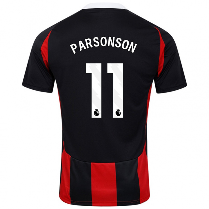 Niño Camiseta Madi Parsonson #11 Negro Rojo 2ª Equipación 2024/25 La Camisa