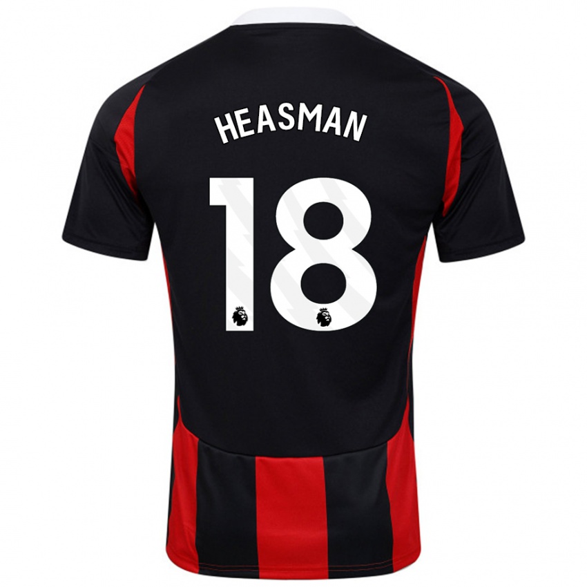 Niño Camiseta Georgia Heasman #18 Negro Rojo 2ª Equipación 2024/25 La Camisa