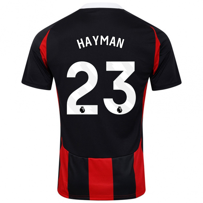 Niño Camiseta Alex Hayman #23 Negro Rojo 2ª Equipación 2024/25 La Camisa