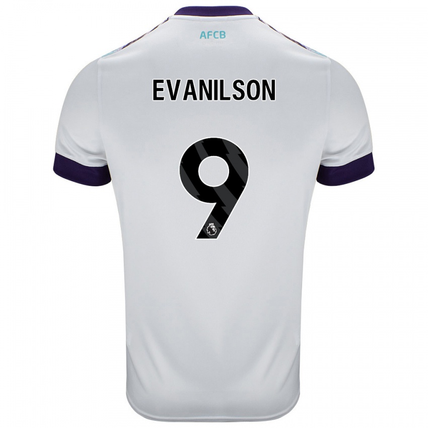 Niño Camiseta Evanilson #9 Blanco Verde Púrpura 2ª Equipación 2024/25 La Camisa