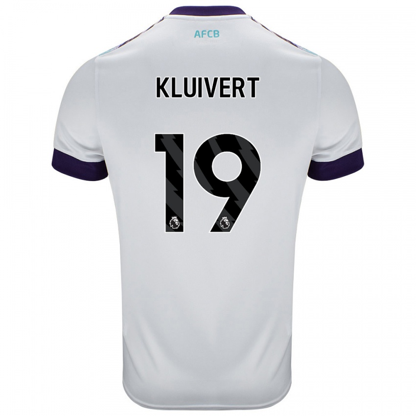 Niño Camiseta Justin Kluivert #19 Blanco Verde Púrpura 2ª Equipación 2024/25 La Camisa