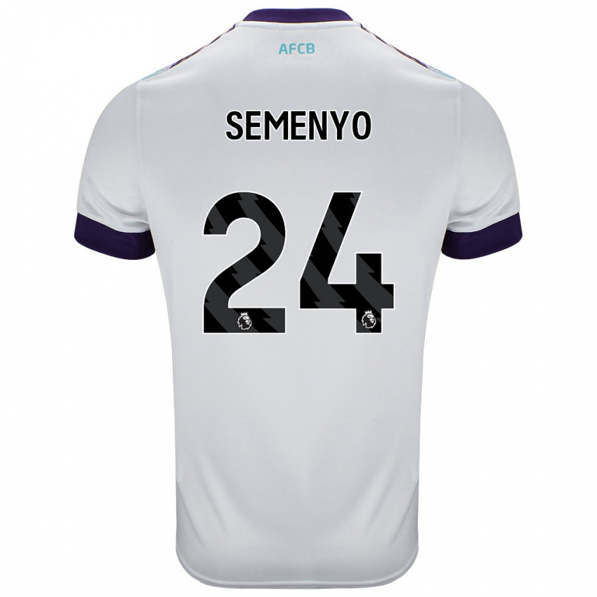 Niño Camiseta Antoine Semenyo #24 Blanco Verde Púrpura 2ª Equipación 2024/25 La Camisa