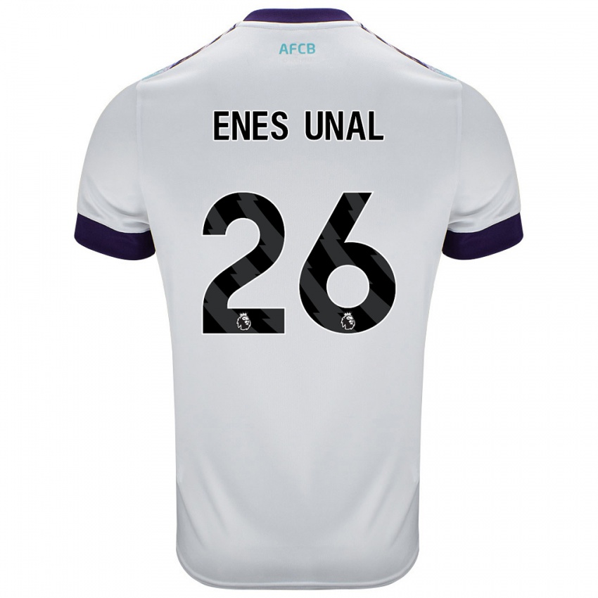 Niño Camiseta Enes Ünal #26 Blanco Verde Púrpura 2ª Equipación 2024/25 La Camisa