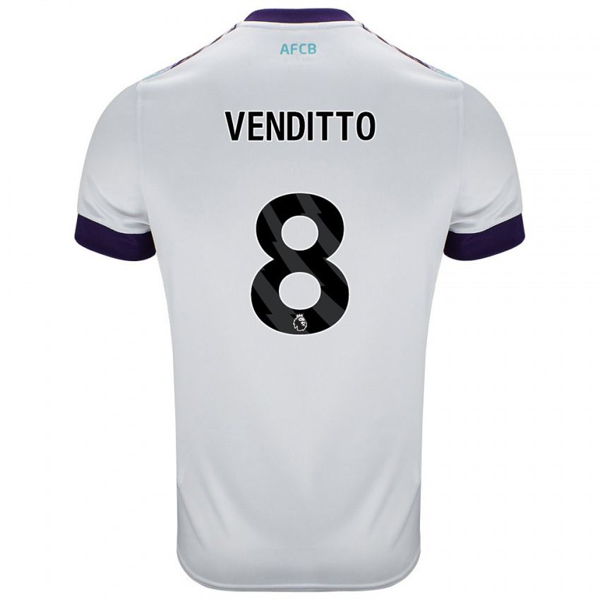 Niño Camiseta Olivia Venditto #8 Blanco Verde Púrpura 2ª Equipación 2024/25 La Camisa