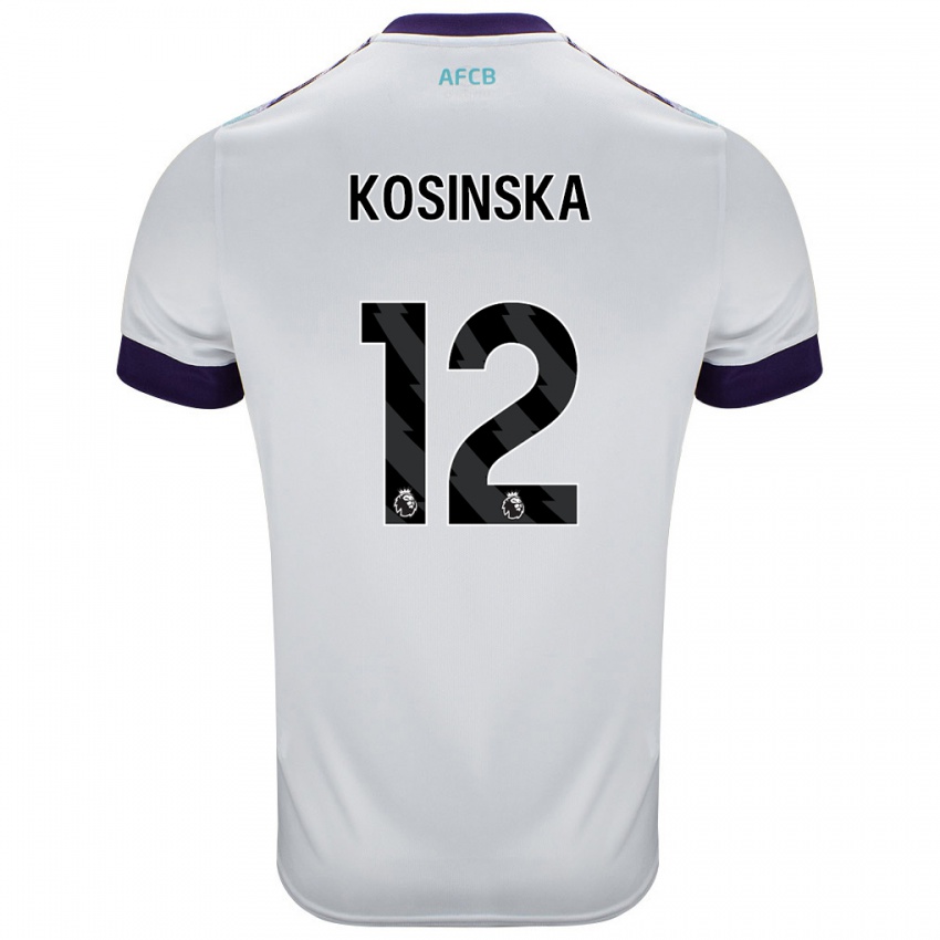 Niño Camiseta Daniela Kosinska #12 Blanco Verde Púrpura 2ª Equipación 2024/25 La Camisa