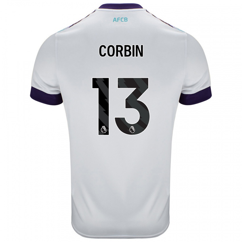 Niño Camiseta Helen Corbin #13 Blanco Verde Púrpura 2ª Equipación 2024/25 La Camisa