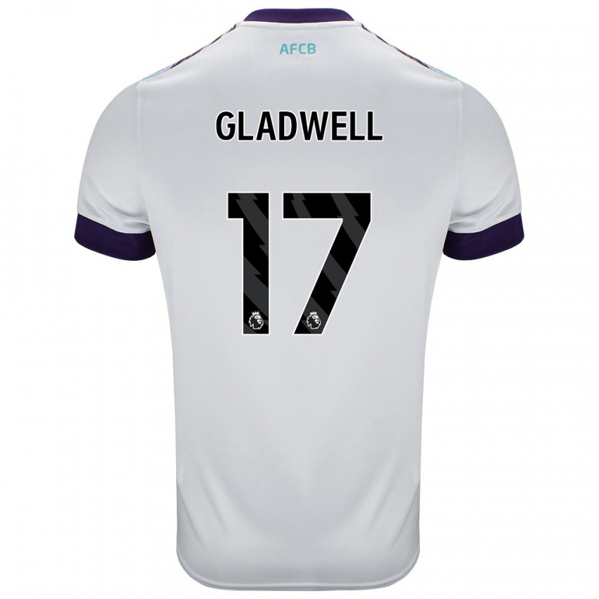 Niño Camiseta Molly Gladwell #17 Blanco Verde Púrpura 2ª Equipación 2024/25 La Camisa