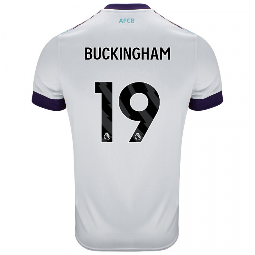 Niño Camiseta Alisha Buckingham #19 Blanco Verde Púrpura 2ª Equipación 2024/25 La Camisa