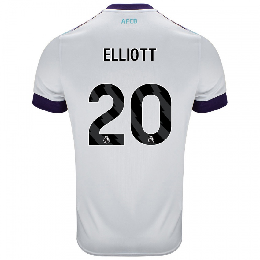 Niño Camiseta Kaitlyn Elliott #20 Blanco Verde Púrpura 2ª Equipación 2024/25 La Camisa