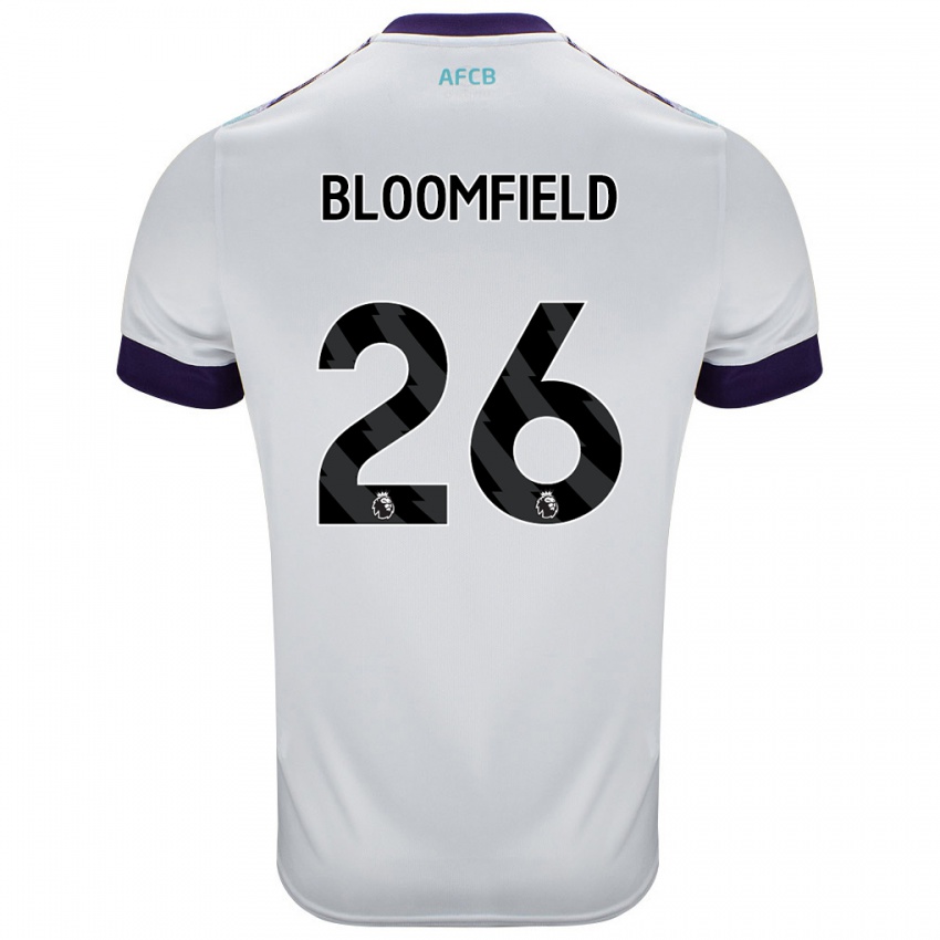 Niño Camiseta Erin Bloomfield #26 Blanco Verde Púrpura 2ª Equipación 2024/25 La Camisa