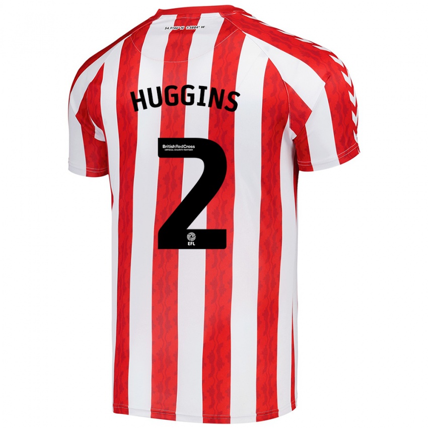 Hombre Camiseta Niall Huggins #2 Rojo Blanco 1ª Equipación 2024/25 La Camisa