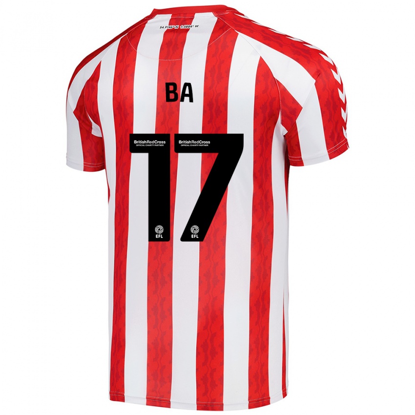 Hombre Camiseta Abdoullah Ba #17 Rojo Blanco 1ª Equipación 2024/25 La Camisa