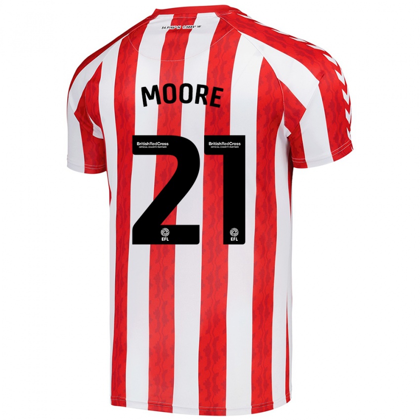 Hombre Camiseta Simon Moore #21 Rojo Blanco 1ª Equipación 2024/25 La Camisa