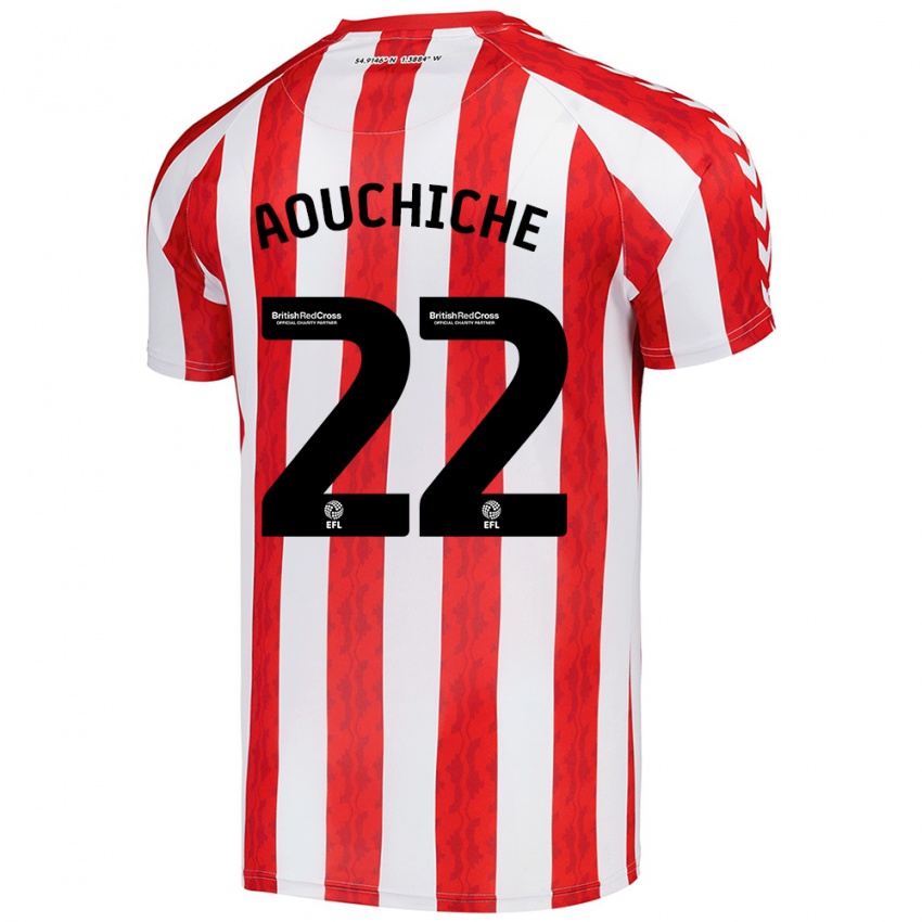 Hombre Camiseta Adil Aouchiche #22 Rojo Blanco 1ª Equipación 2024/25 La Camisa