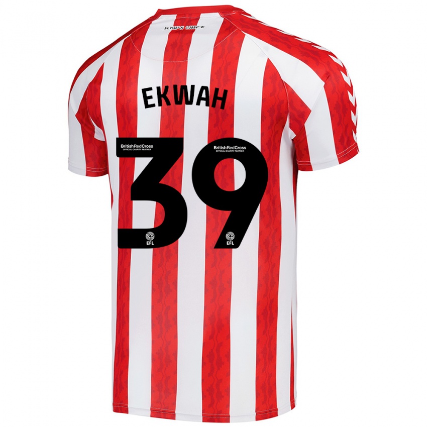 Hombre Camiseta Pierre Ekwah #39 Rojo Blanco 1ª Equipación 2024/25 La Camisa