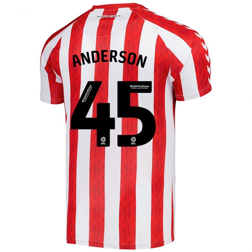 Hombre Camiseta Joe Anderson #45 Rojo Blanco 1ª Equipación 2024/25 La Camisa