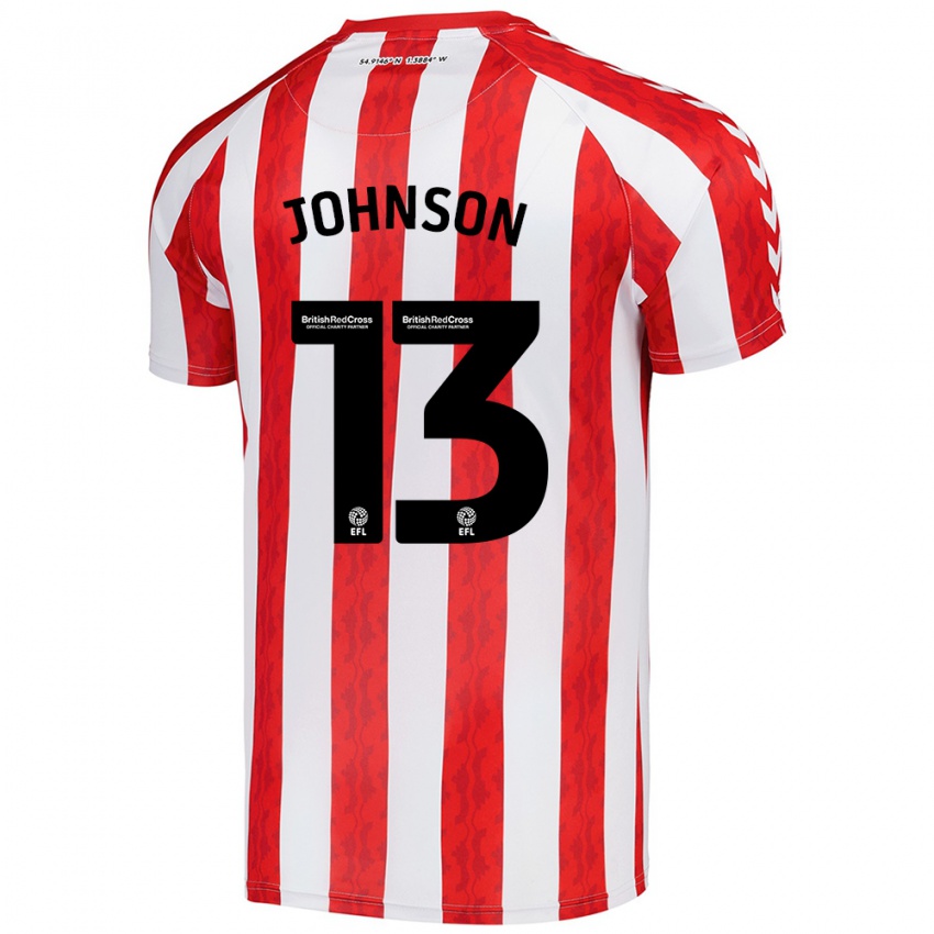 Hombre Camiseta Zak Johnson #13 Rojo Blanco 1ª Equipación 2024/25 La Camisa