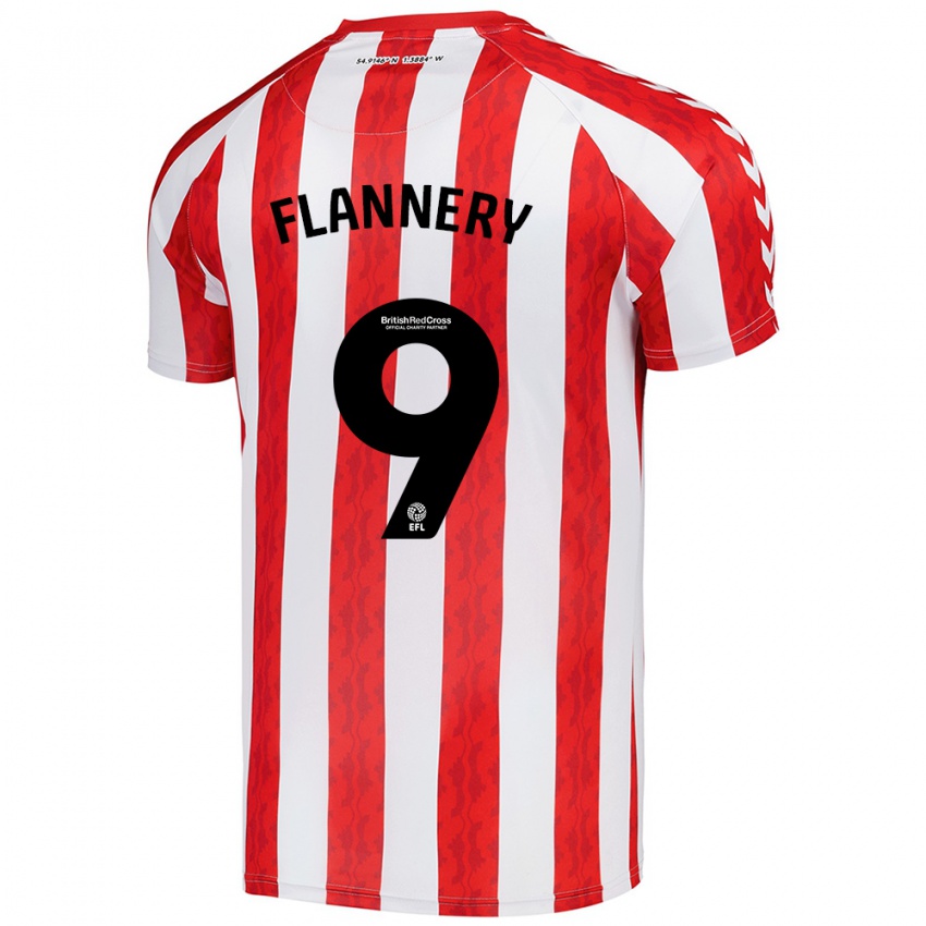 Hombre Camiseta Keira Flannery #9 Rojo Blanco 1ª Equipación 2024/25 La Camisa