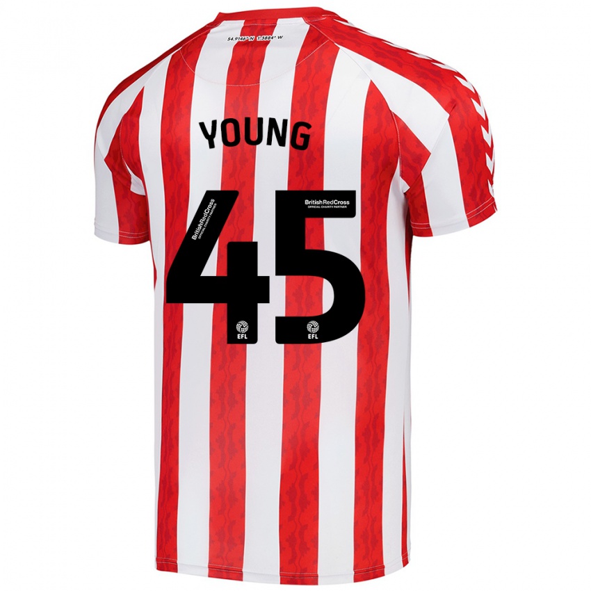 Hombre Camiseta Matthew Young #45 Rojo Blanco 1ª Equipación 2024/25 La Camisa