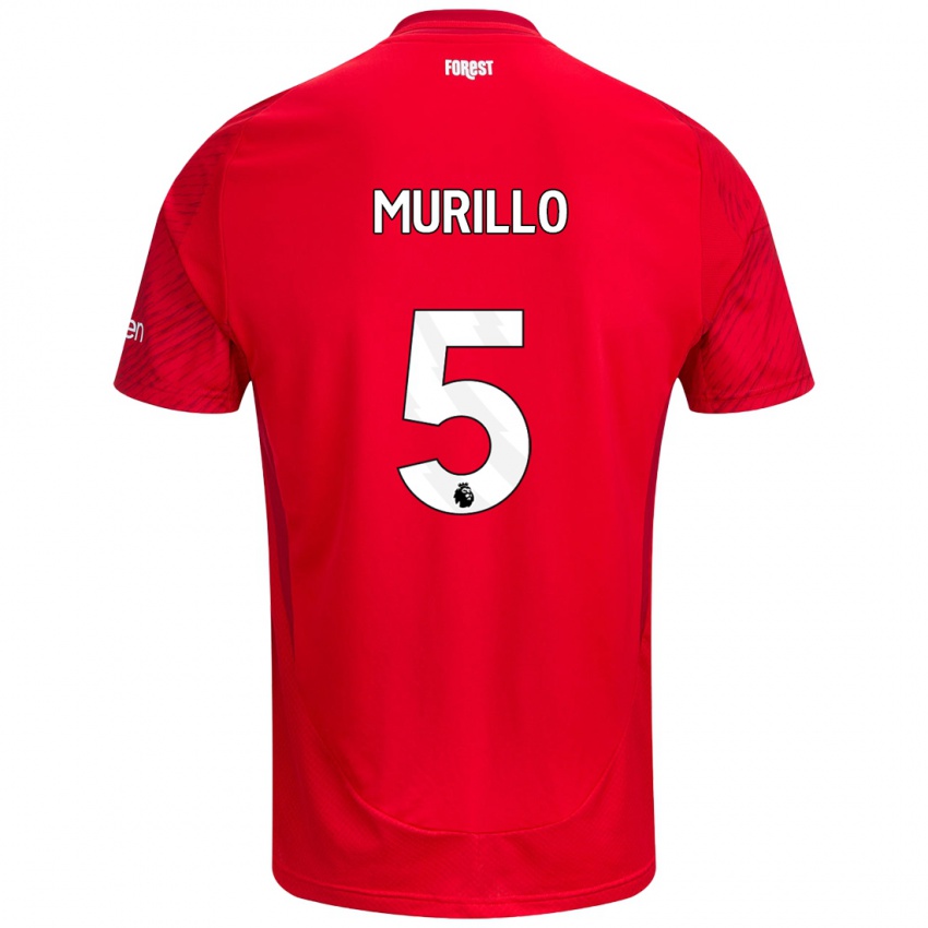 Hombre Camiseta Murillo #5 Rojo Blanco 1ª Equipación 2024/25 La Camisa