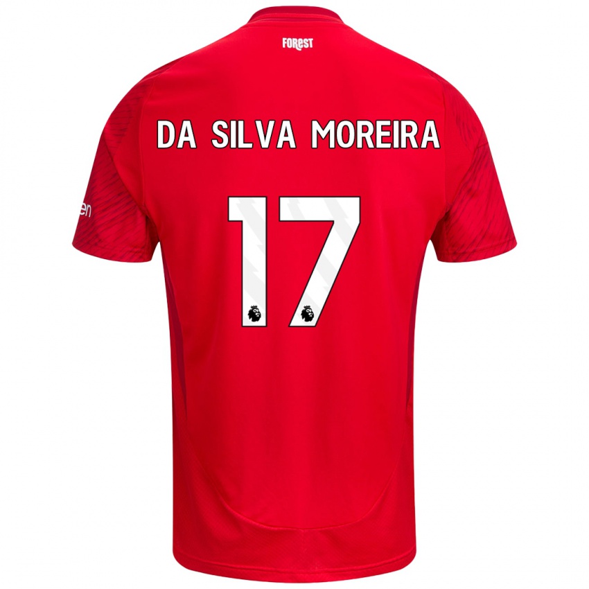 Hombre Camiseta Eric Da Silva Moreira #17 Rojo Blanco 1ª Equipación 2024/25 La Camisa