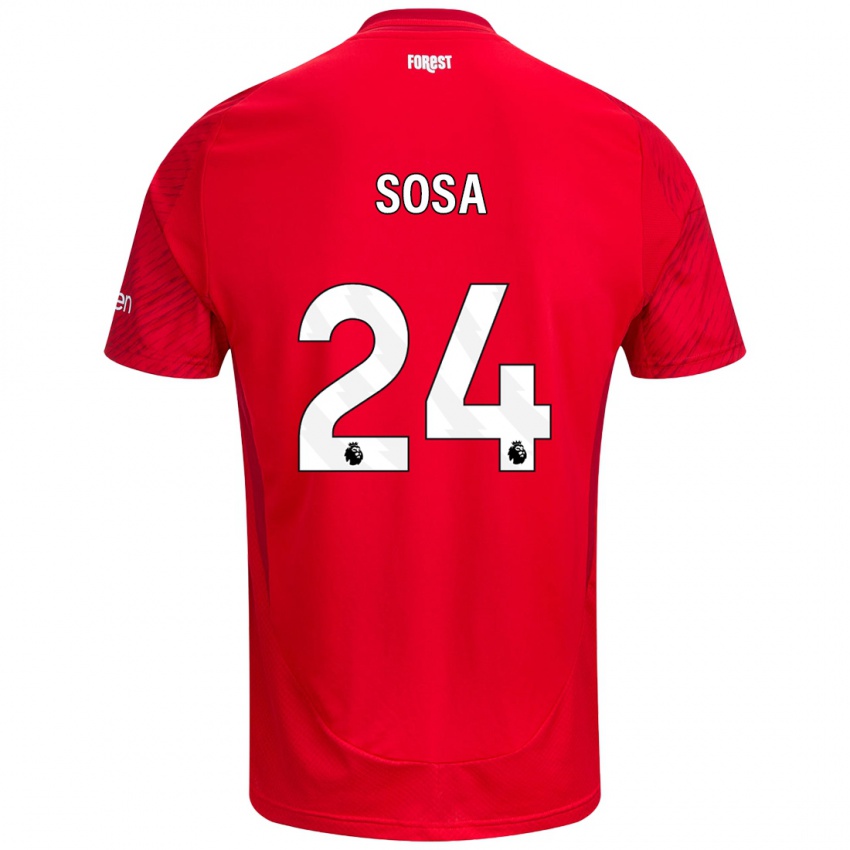 Hombre Camiseta Ramón Sosa #24 Rojo Blanco 1ª Equipación 2024/25 La Camisa