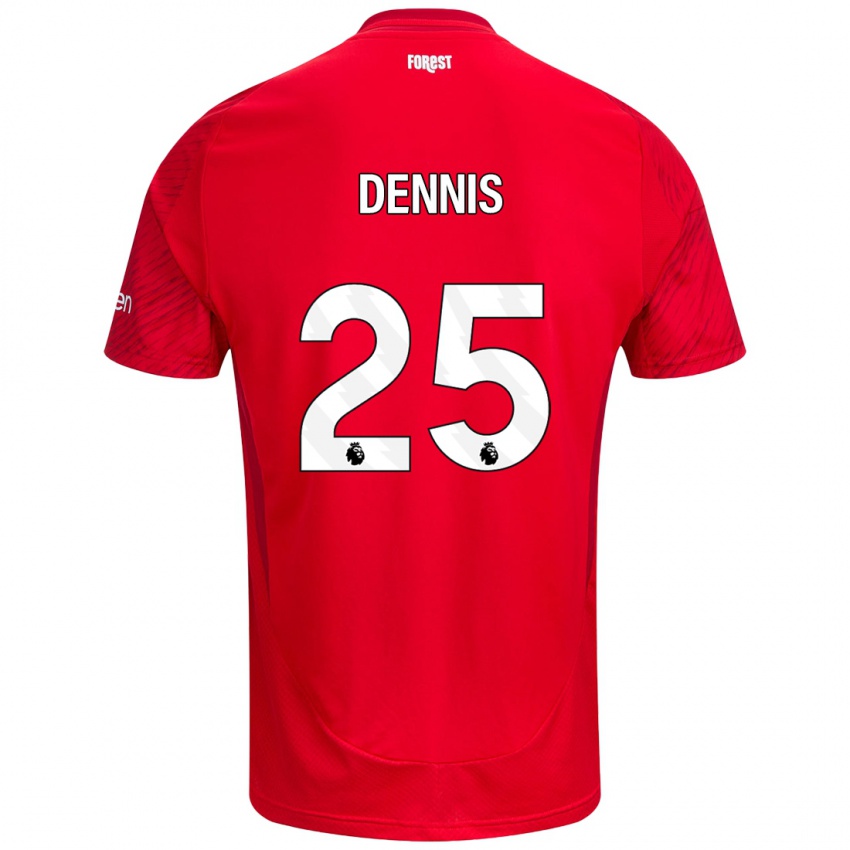 Hombre Camiseta Emmanuel Dennis #25 Rojo Blanco 1ª Equipación 2024/25 La Camisa