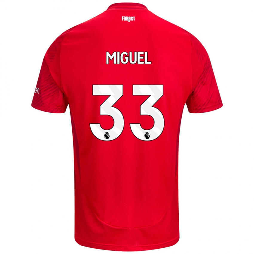 Hombre Camiseta Carlos Miguel #33 Rojo Blanco 1ª Equipación 2024/25 La Camisa