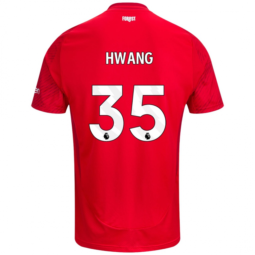 Hombre Camiseta Ui-Jo Hwang #35 Rojo Blanco 1ª Equipación 2024/25 La Camisa