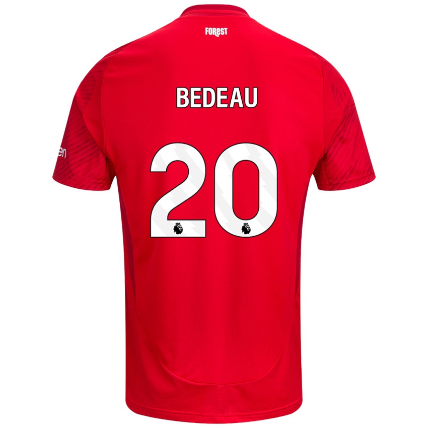 Hombre Camiseta Naomi Bedeau #20 Rojo Blanco 1ª Equipación 2024/25 La Camisa