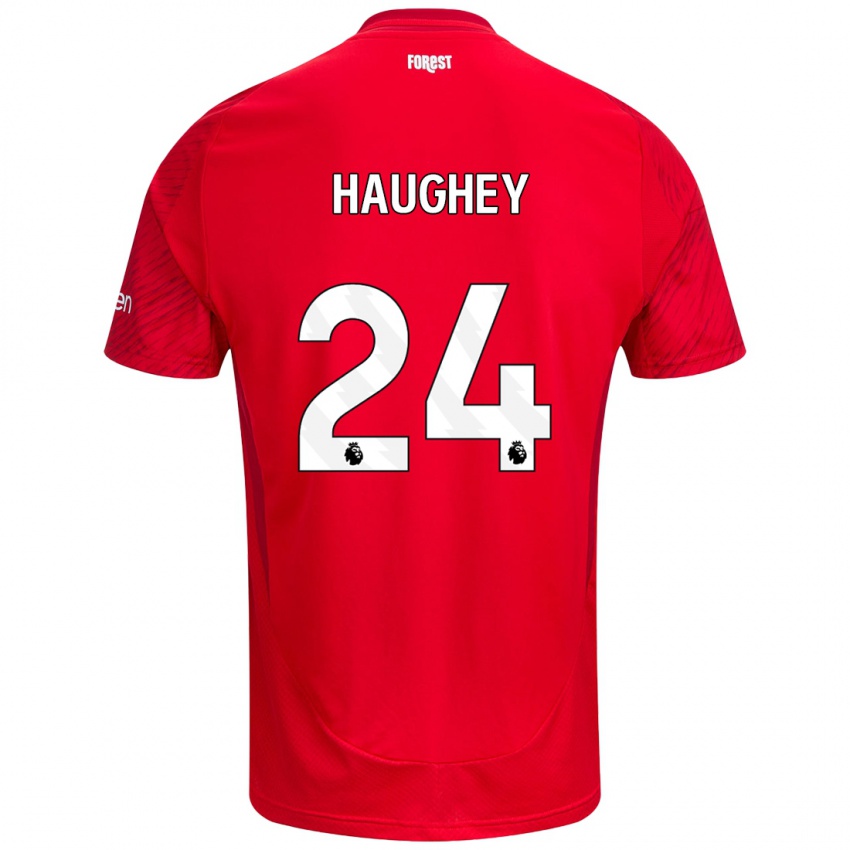 Hombre Camiseta Ella Haughey #24 Rojo Blanco 1ª Equipación 2024/25 La Camisa