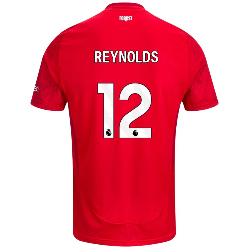 Hombre Camiseta Niamh Reynolds #12 Rojo Blanco 1ª Equipación 2024/25 La Camisa