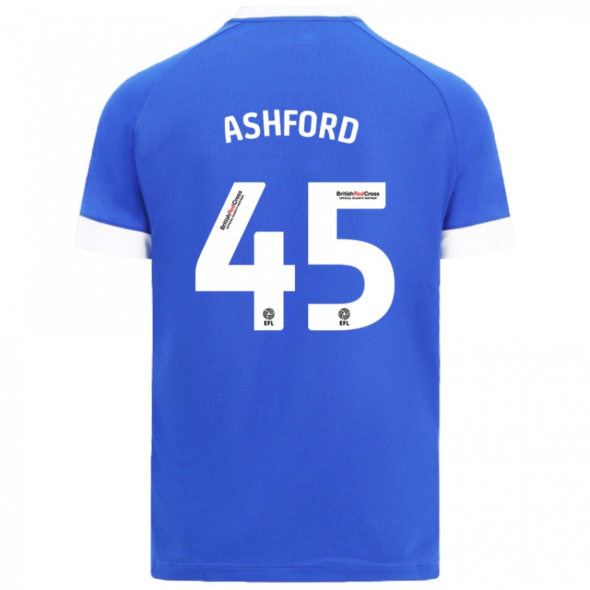 Hombre Camiseta Cian Ashford #45 Azul Cielo 1ª Equipación 2024/25 La Camisa