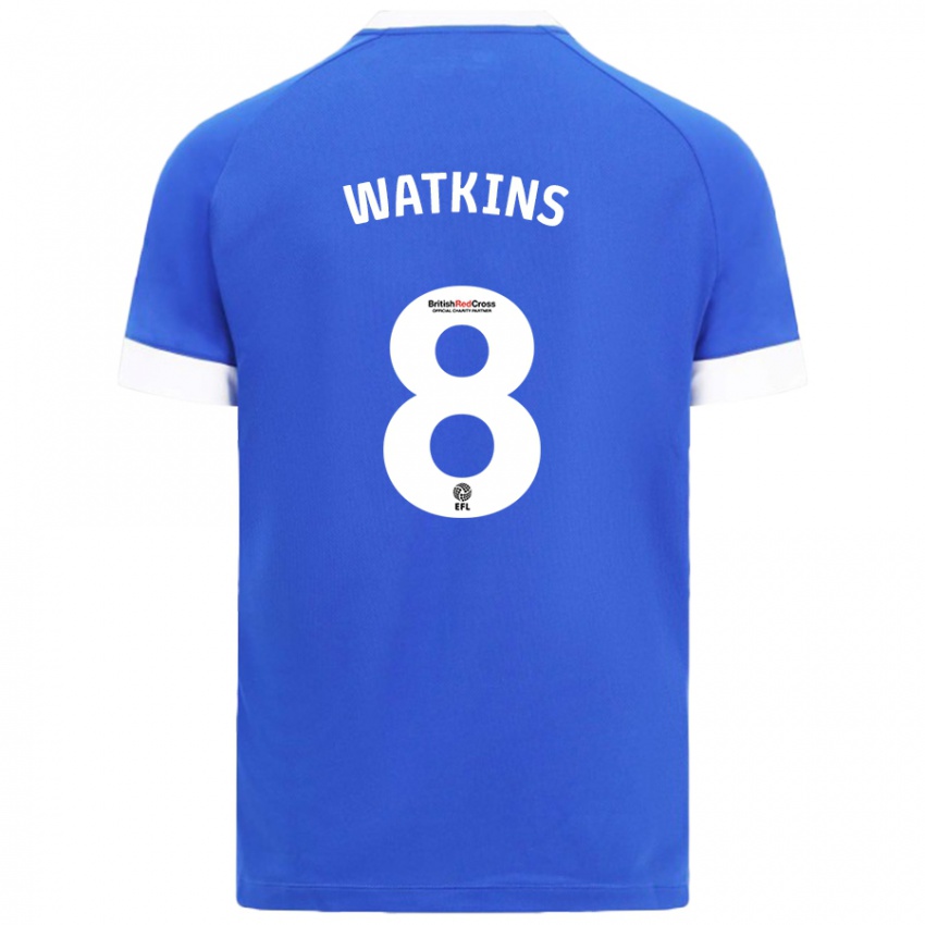 Hombre Camiseta Seren Watkins #8 Azul Cielo 1ª Equipación 2024/25 La Camisa