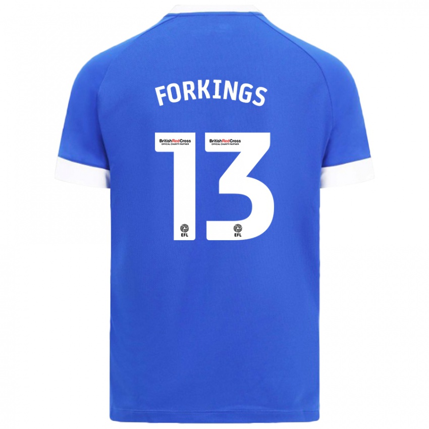 Hombre Camiseta Amelia Forkings #13 Azul Cielo 1ª Equipación 2024/25 La Camisa