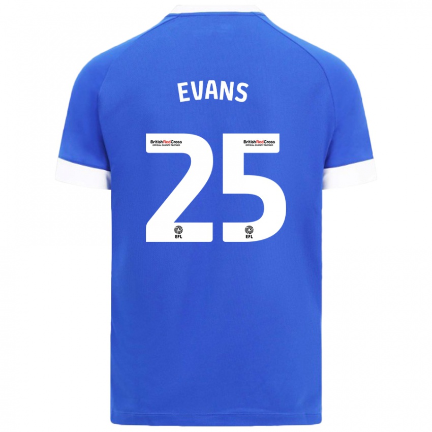 Hombre Camiseta Kieron Evans #25 Azul Cielo 1ª Equipación 2024/25 La Camisa