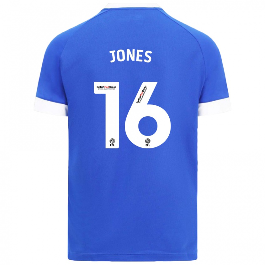 Hombre Camiseta Ellie Jones #16 Azul Cielo 1ª Equipación 2024/25 La Camisa