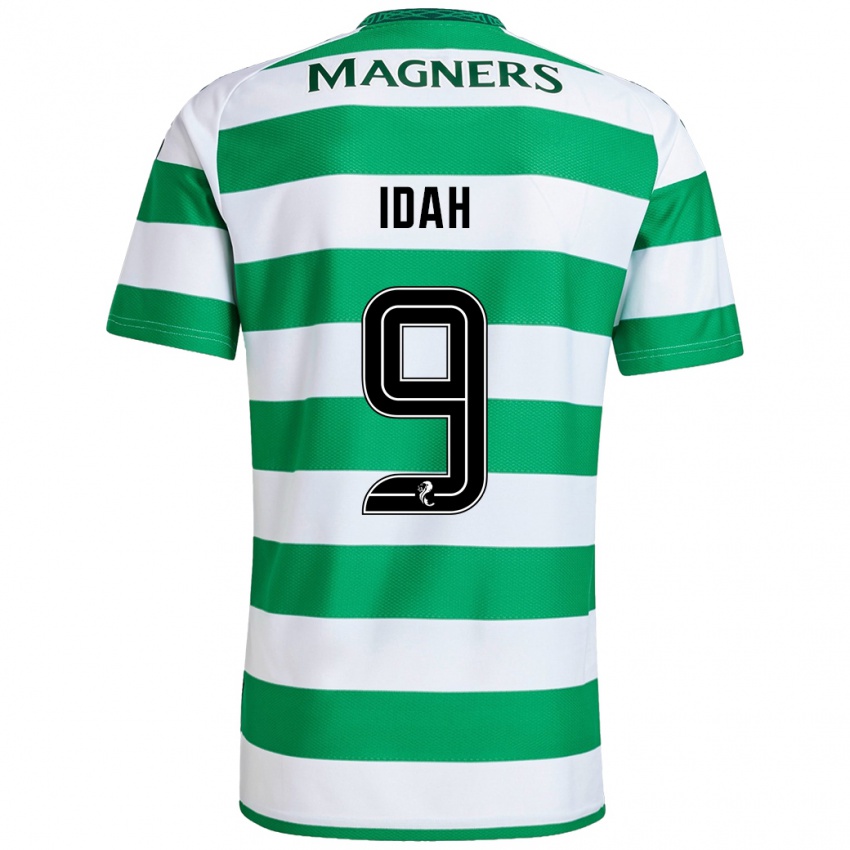 Hombre Camiseta Adam Idah #9 Verde Blanco 1ª Equipación 2024/25 La Camisa