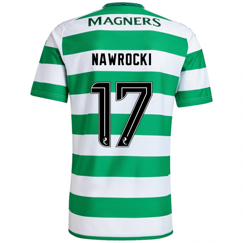 Hombre Camiseta Maik Nawrocki #17 Verde Blanco 1ª Equipación 2024/25 La Camisa