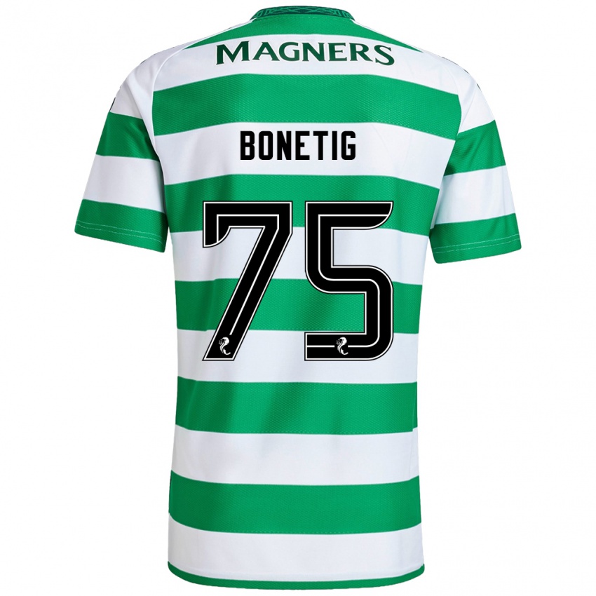 Hombre Camiseta Liam Bonetig #75 Verde Blanco 1ª Equipación 2024/25 La Camisa