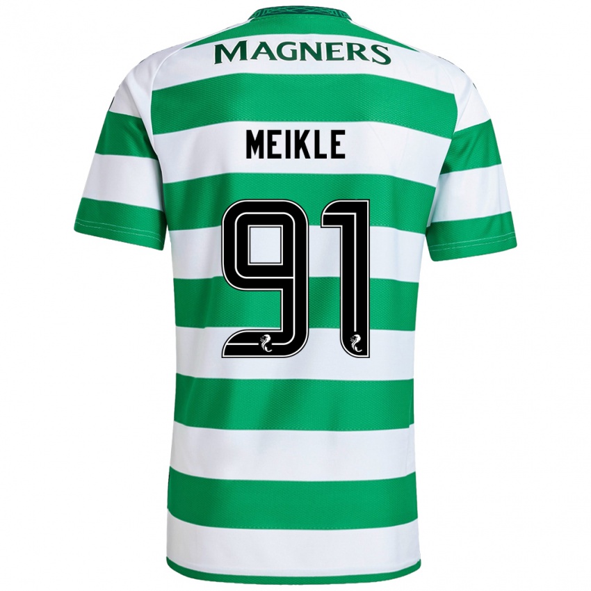 Hombre Camiseta Jamie Meikle #91 Verde Blanco 1ª Equipación 2024/25 La Camisa