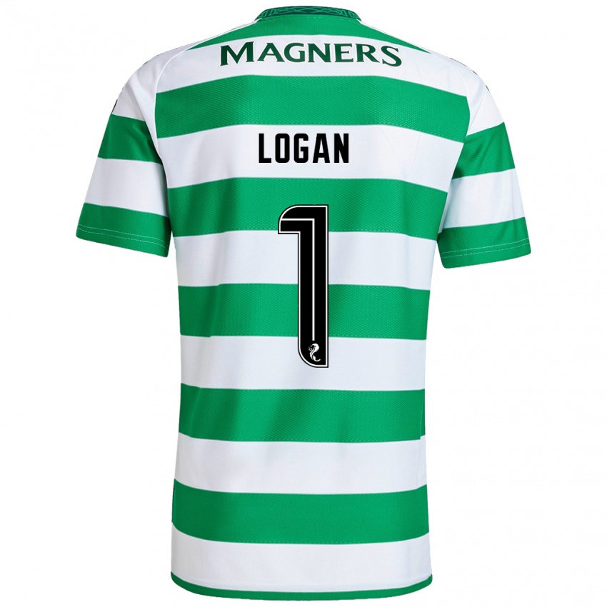 Hombre Camiseta Chloe Logan #1 Verde Blanco 1ª Equipación 2024/25 La Camisa