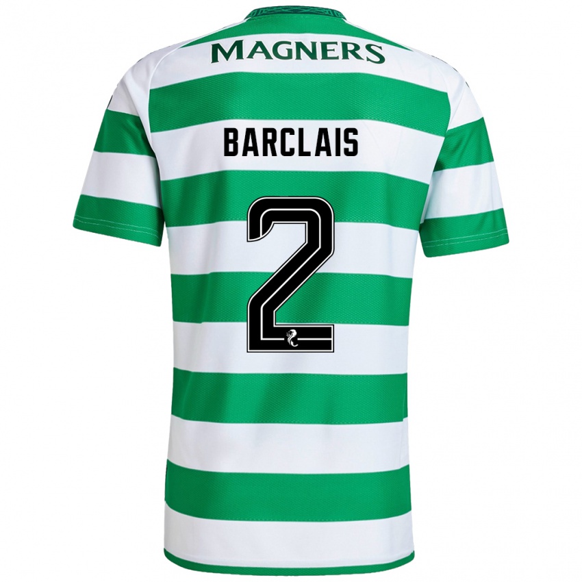 Hombre Camiseta Celya Barclais #2 Verde Blanco 1ª Equipación 2024/25 La Camisa